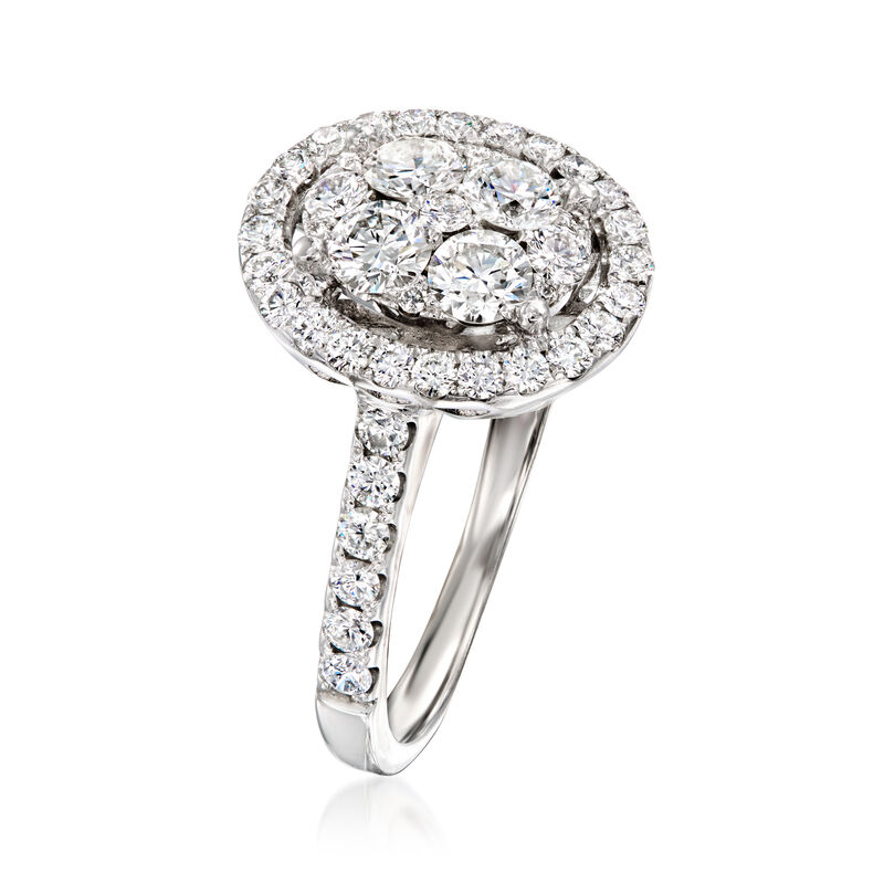 C. 2000 Vintage 1.55 ct. t.w. Diamond Cluster Ring in 14kt White Gold. Size 7 image number 2