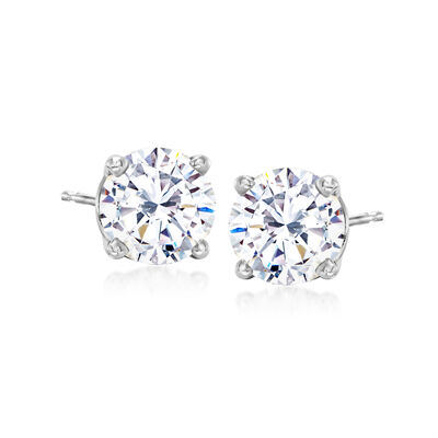 3.00 ct. t.w. CZ Stud Earrings in 14kt White Gold