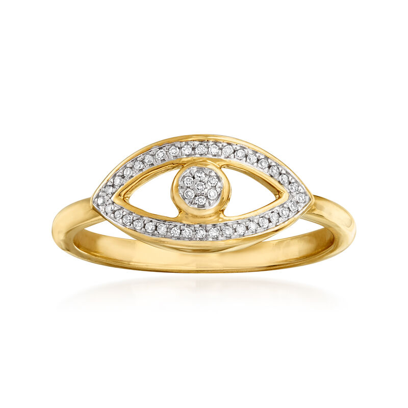 14kt Yellow Gold Evil Eye Ring with Diamond Accents image number 0