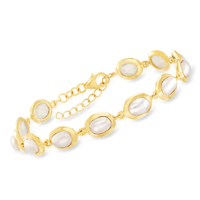 6x8mm Cultured Pearl Bracelet in 18kt Gold Over Sterling image number 0