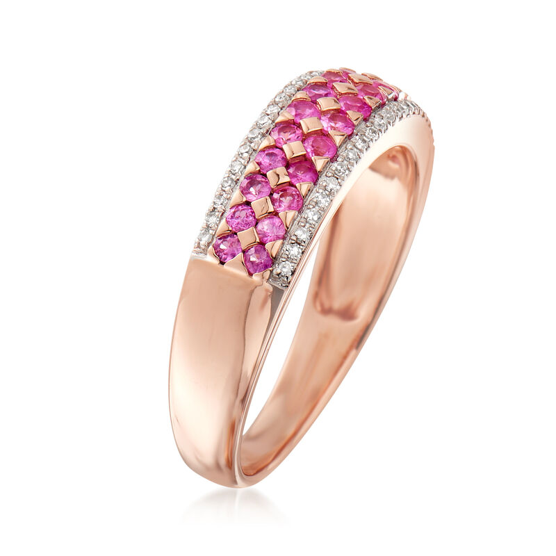 .50 ct. t.w. Pink Sapphire Ring with .12 ct. t.w. Diamonds in 14kt Rose Gold image number 2