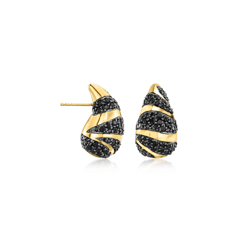11.00 ct. t.w. Black Spinel Animal-Print Teardrop Earrings in 18kt Gold Over Sterling  image number 0