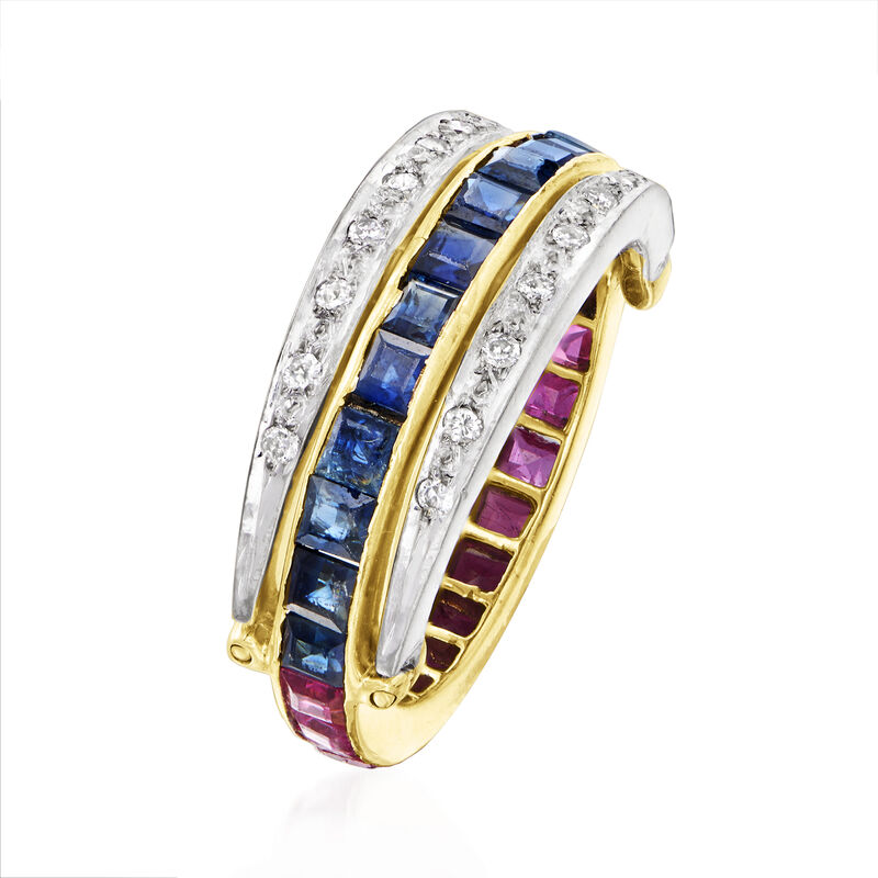 C. 1960 Vintage 2.80 ct. t.w. Multi-Gem and .12 ct. t.w. Diamond Rotating Ring in 14kt Two-Tone Gold. Size 5.5 image number 2
