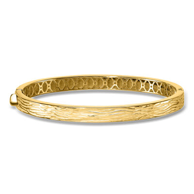 Italian 14kt Yellow Gold Brushed Bangle Bracelet