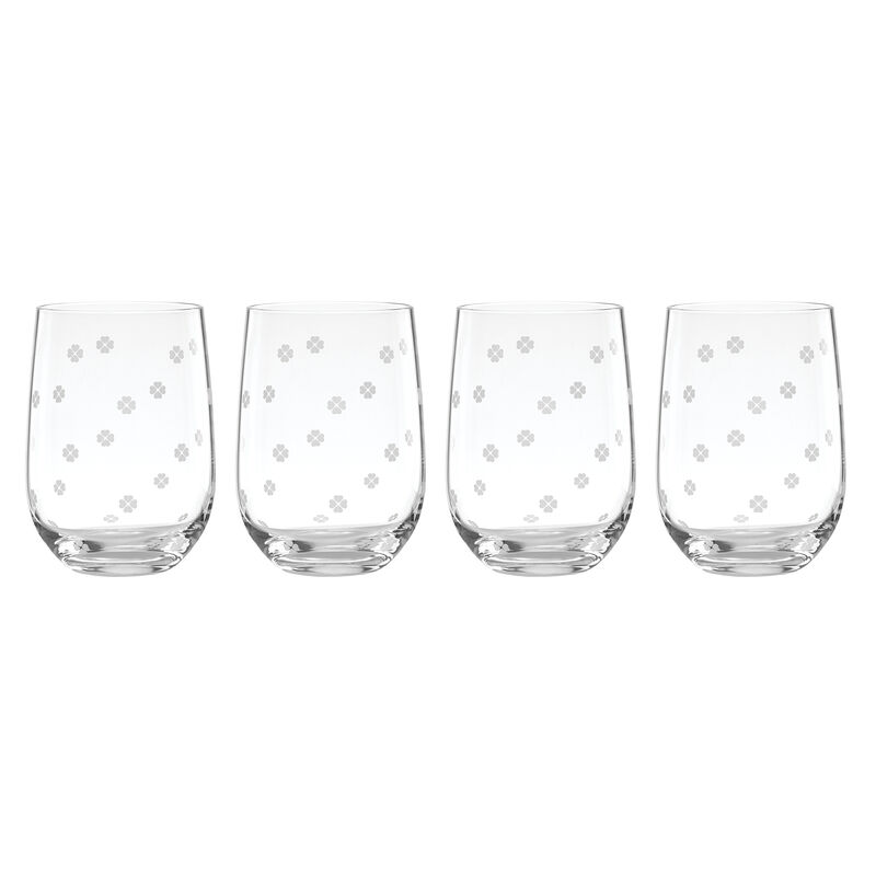 Kate Spade New York &quot;Spade Clover&quot; Set of 4 Stemless Wine Glasses  image number 0