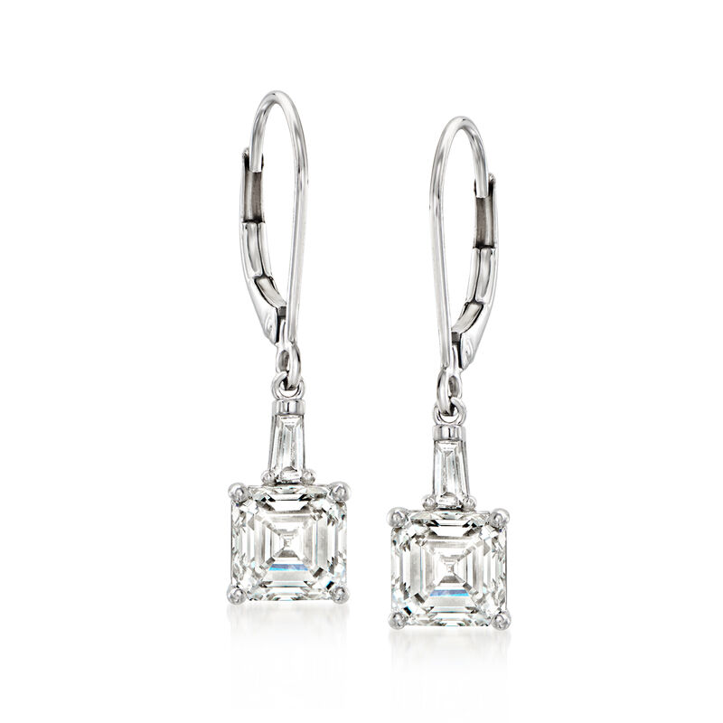 3.15 ct. t.w. Lab-Grown Diamond Drop Earrings in 14kt White Gold image number 0