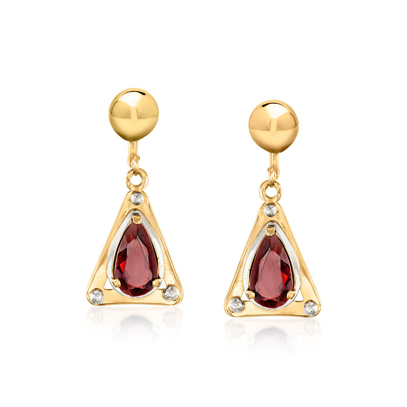 C. 2000 Vintage 4.15 ct. t.w. Garnet Triangular Drop Earrings in 18kt Yellow Gold image number 0