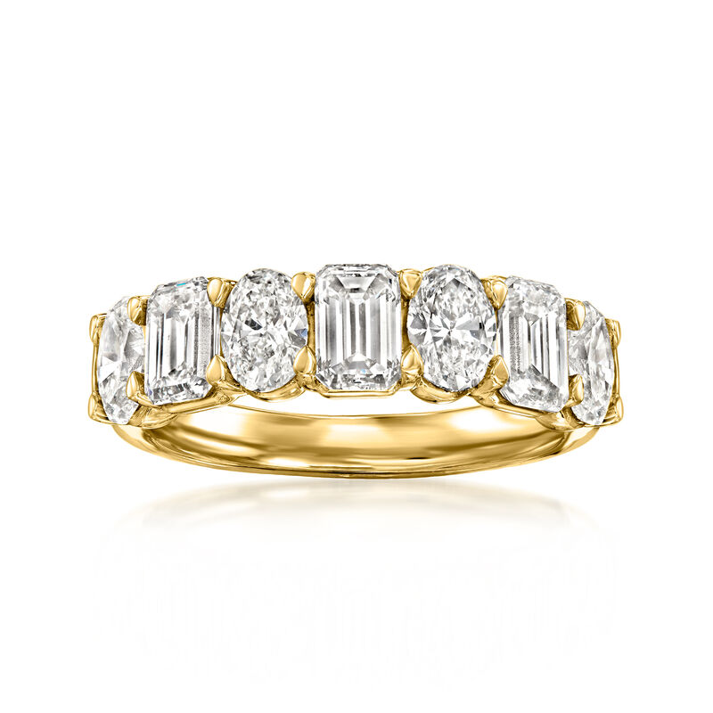 3.00 ct. t.w. Oval and Emerald-Cut Lab-Grown Diamond Ring in 14kt Yellow Gold image number 0