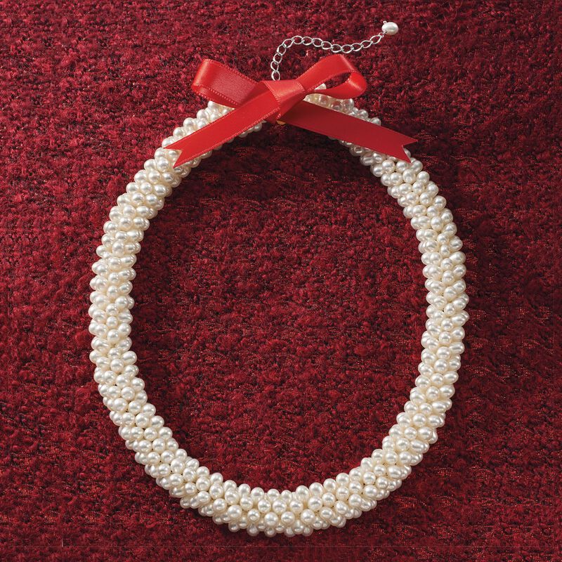 4-5.5mm Cultured Pearl Collar Necklace in Sterling Silver. 18&quot; image number 2