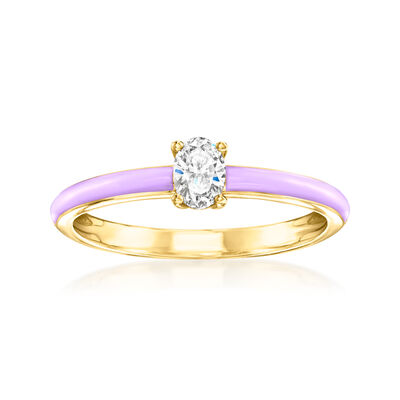 .25 Carat Lab-Grown Diamond Ring with Lavender Enamel in 18kt Gold Over Sterling
