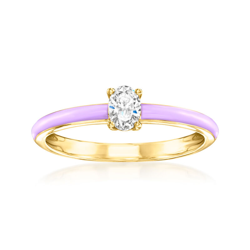 .25 Carat Lab-Grown Diamond Ring with Lavender Enamel in 18kt Gold Over Sterling image number 0