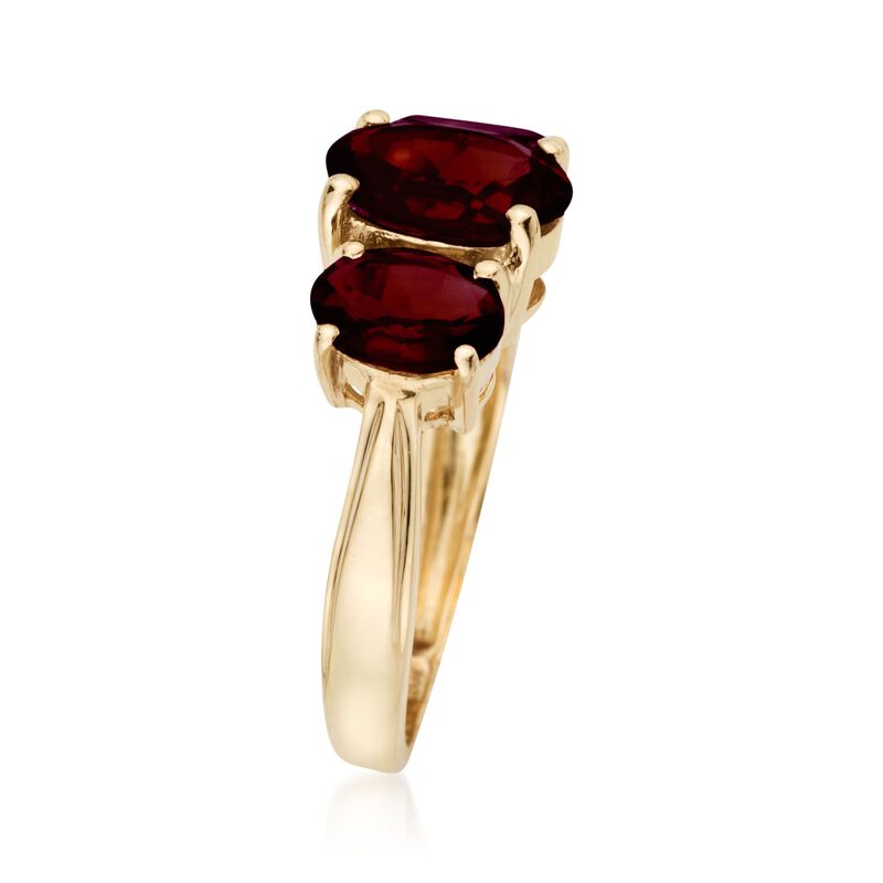 3.70 ct. t.w. Oval Garnet Three-Stone Ring in 14kt Yellow Gold image number 2