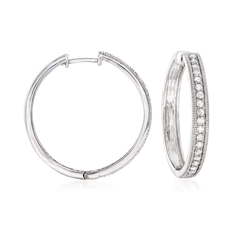 .50 ct. t.w. Diamond Hoop Earrings in Sterling Silver image number 0