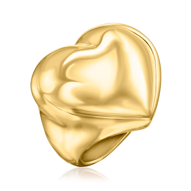 Italian 18kt Gold Over Sterling Puffed Heart Ring image number 2