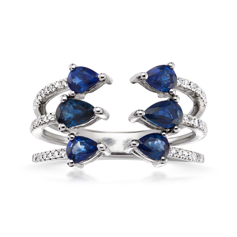 C. 1990 Vintage 1.15 ct. t.w. Sapphire Open-Space Ring with .25 ct. t.w. Diamonds in 14kt White Gold. Size 6 image number 0