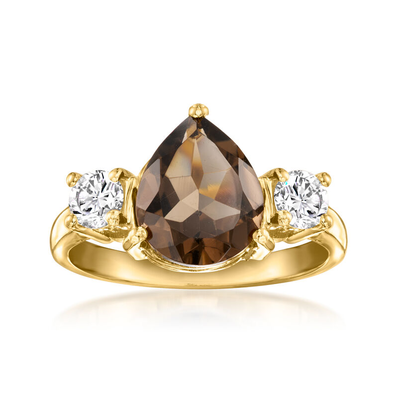 3.00 Carat Smoky Quartz Ring with .50 ct. t.w. Lab-Grown Diamonds in 18kt Gold Over Sterling image number 0