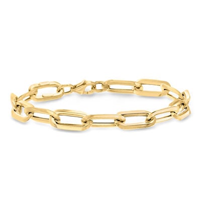 Italian 18kt Yellow Gold Paper Clip Link Bracelet