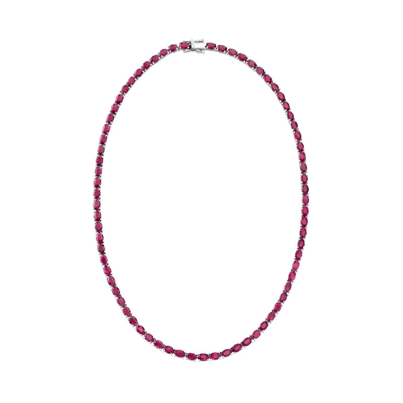 40.00 ct. t.w. Ruby Tennis Necklace in Sterling Silver image number 3