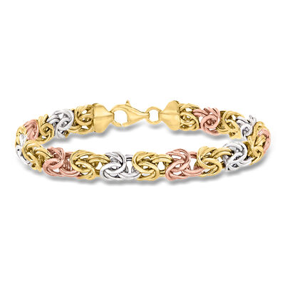 14kt Tri-Colored Gold Byzantine Bracelet