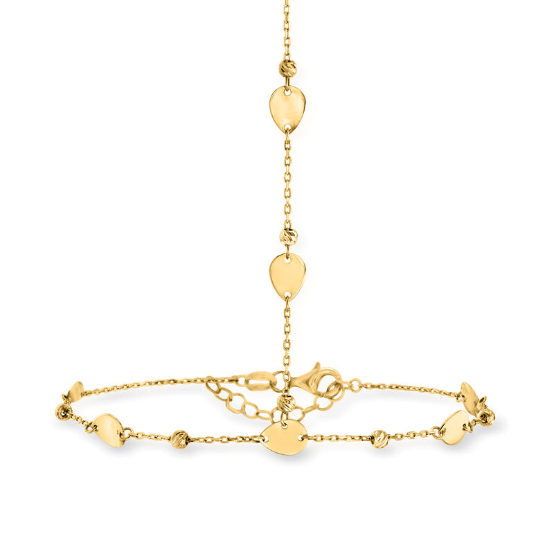 14kt Yellow Gold Disc Station Hand Chain Bracelet. 7&quot; image number 1
