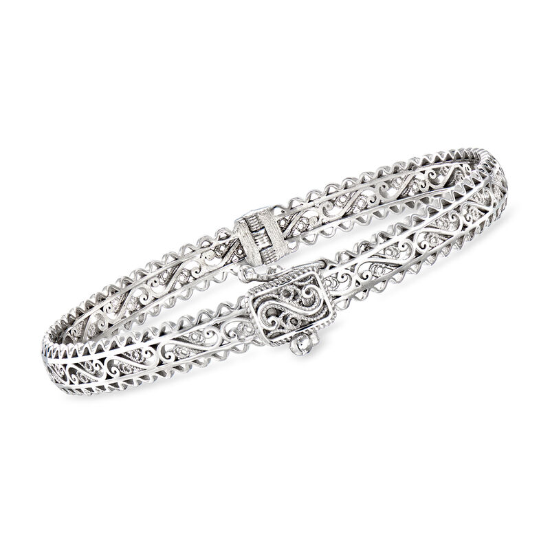 Sterling Silver Filigree Bangle Bracelet image number 2