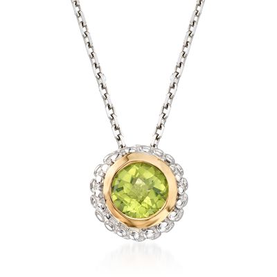 Phillip Gavriel "Popcorn" .45 Carat Peridot Pendant Necklace in Sterling Silver and 18kt Yellow Gold