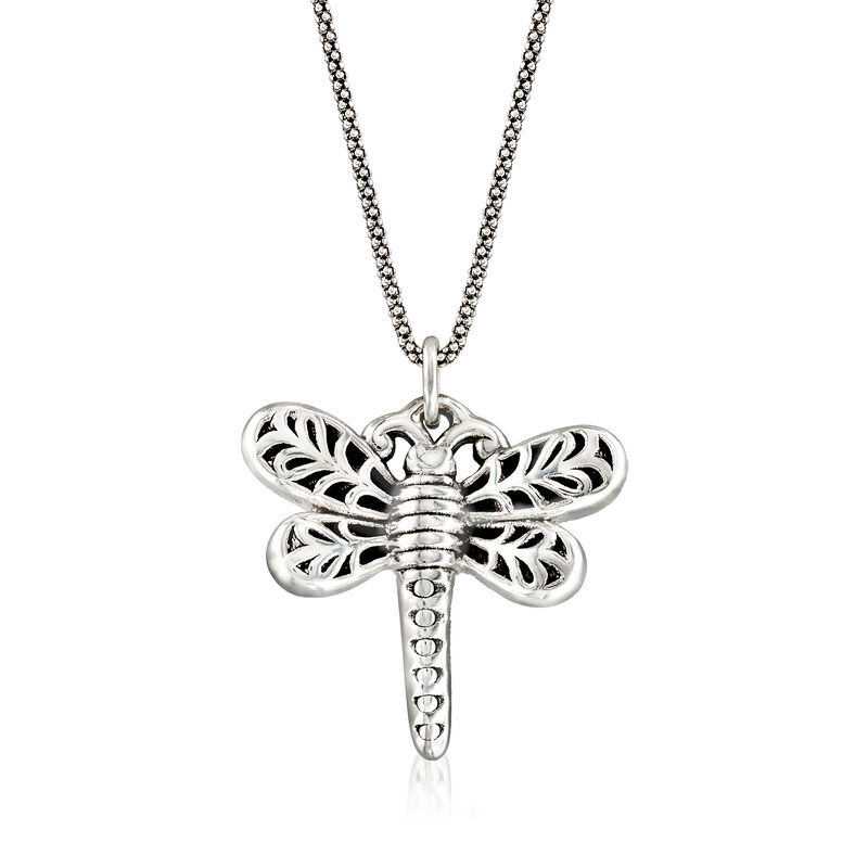 Sterling Silver Dragonfly Pendant Necklace image number 0