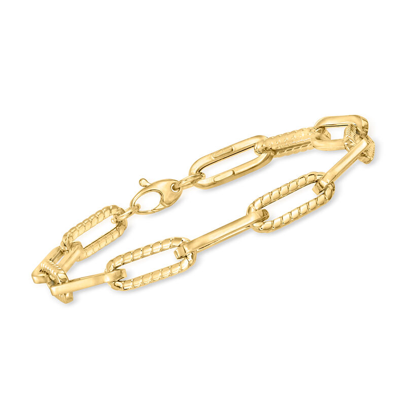 Phillip Gavriel "Italian Cable" 14kt Yellow Gold Paper Clip Link Bracelet image number 0