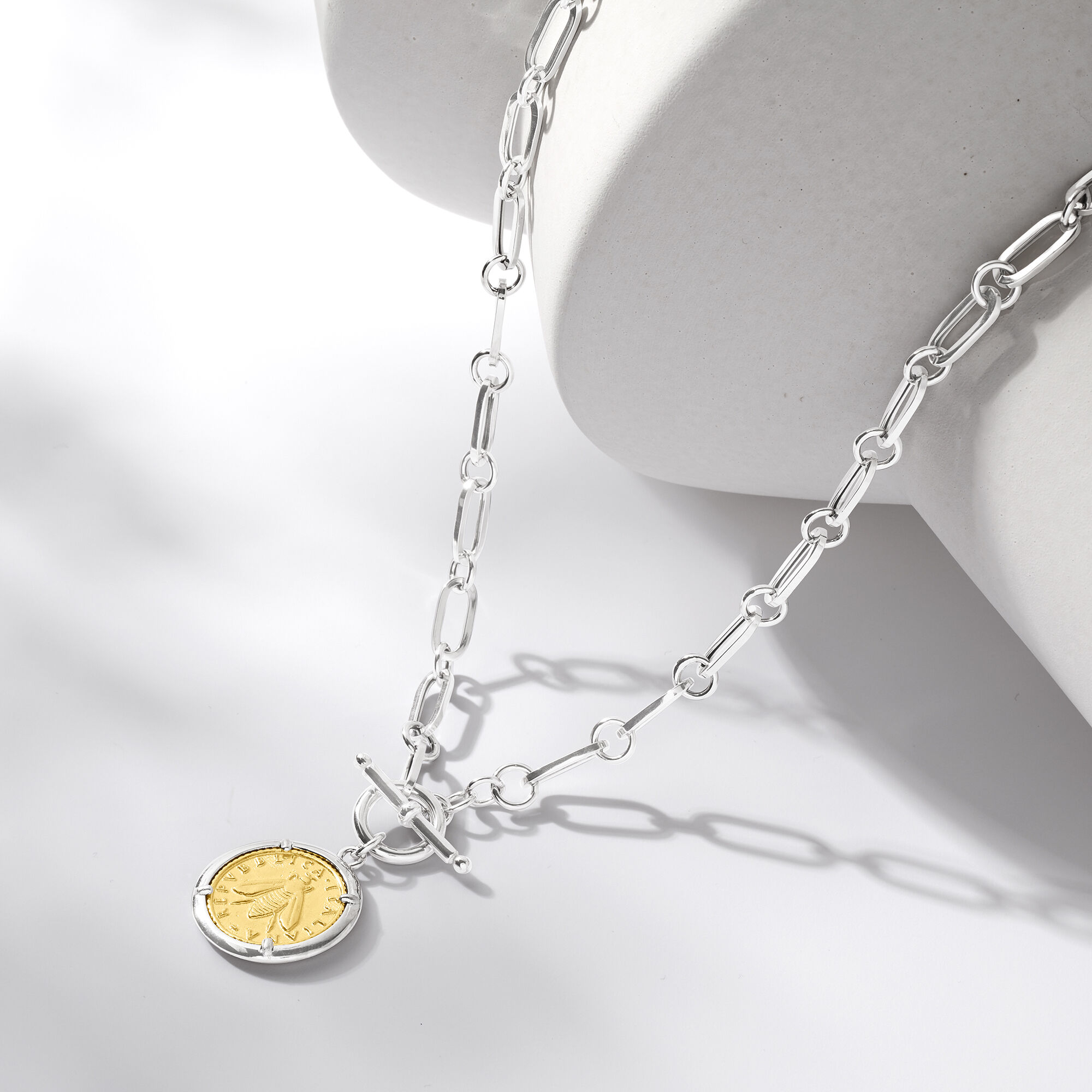 Italian Sterling Silver and 18kt Gold Over Sterling Replica Italian Sterling Silver and 18kt Gold Over Sterling Replica