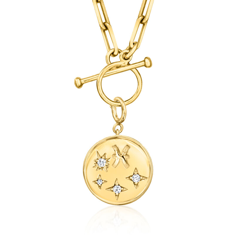 Pisces - .10 ct. t.w. Diamond Zodiac Charm in 18kt Gold Over Sterling image number 0