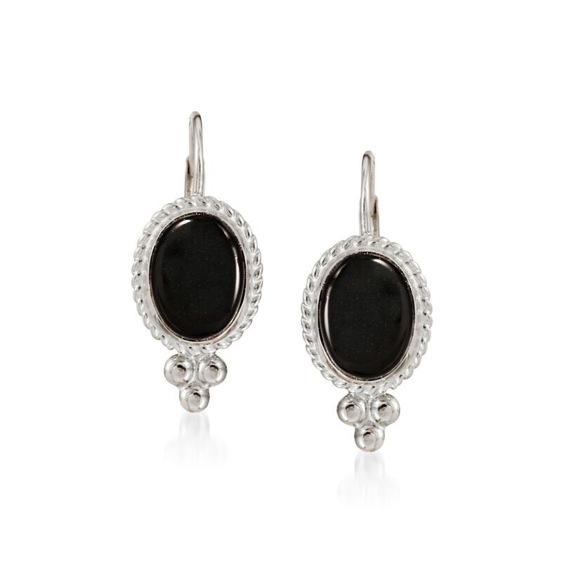 Black Onyx Roped-Edge Earrings in 14kt White Gold image number 0