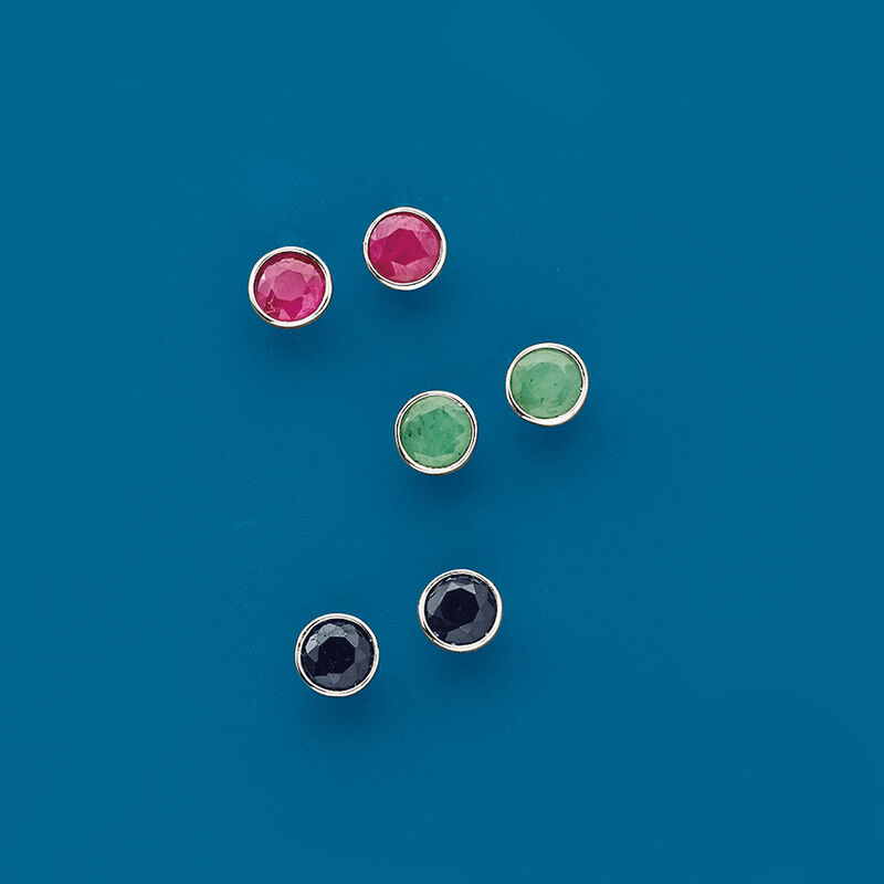 3.60 ct. t.w. Multi-Gem Jewelry Set: Three Pairs of Earrings in Sterling Silver image number 5
