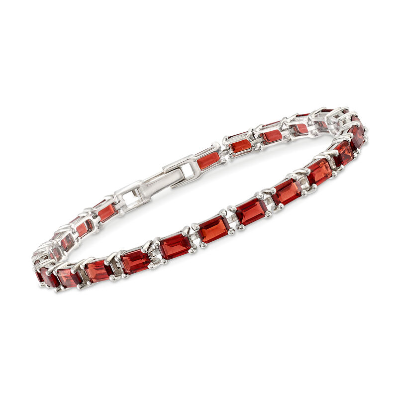 16.00 ct. t.w. Emerald-Cut Garnet Tennis Bracelet in Sterling Silver image number 0