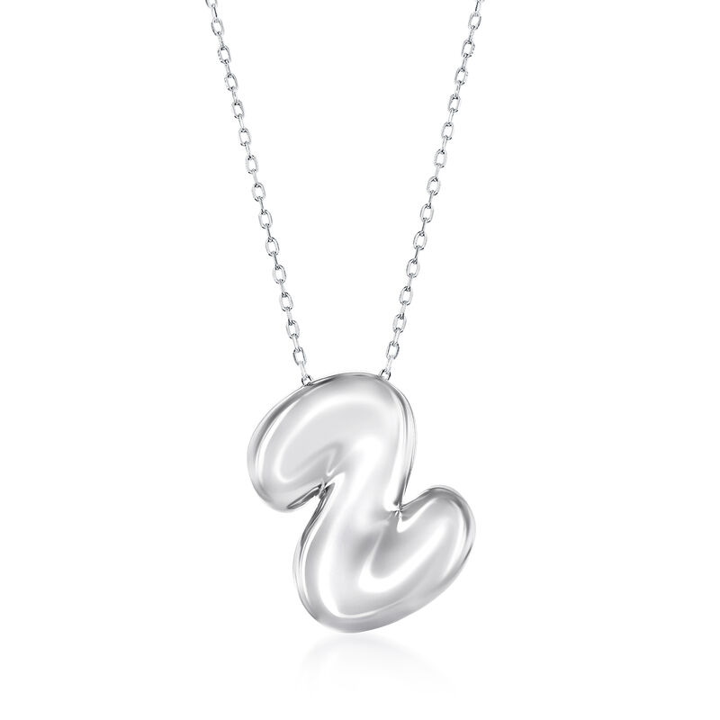Sterling Silver Bubble Initial Necklace image number 1
