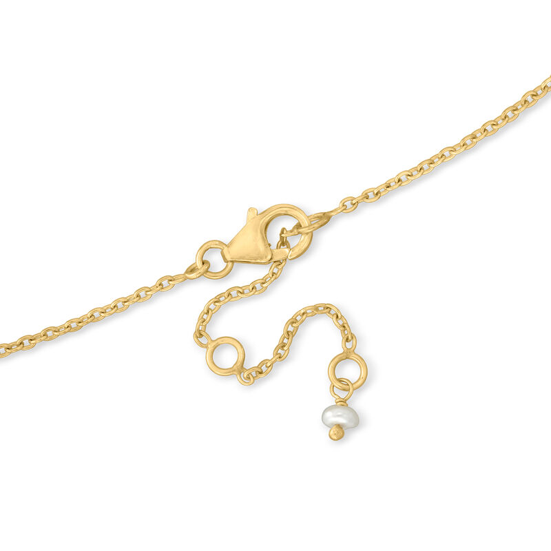 3-4mm Cultured Pearl and 4.10 ct. t.w. Multi-Gemstone Necklace with Blue Chalcedony and Moonstone in 18kt Gold Over Sterling. 18&quot; image number 2