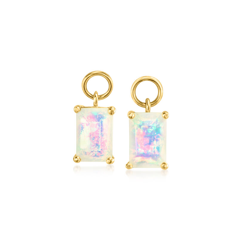 Opal Hoop Charms in 14kt Yellow Gold image number 2