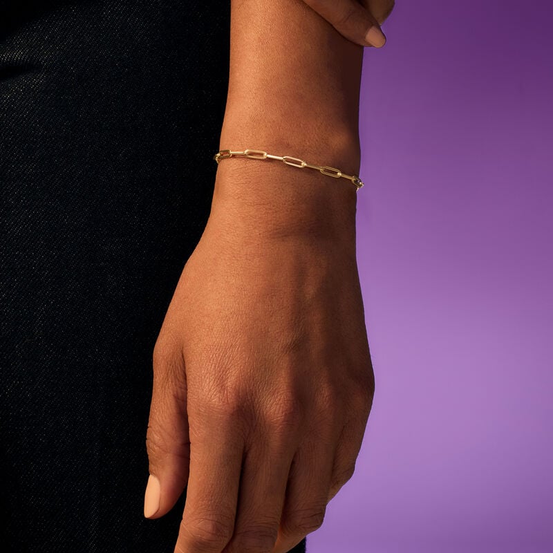 Italian 14kt Yellow Gold Paper Clip Link Bracelet image number 3