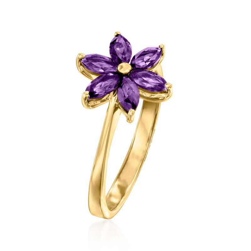.70 ct. t.w. Amethyst Flower Ring in 18kt Gold Over Sterling. Size 7 image number 2