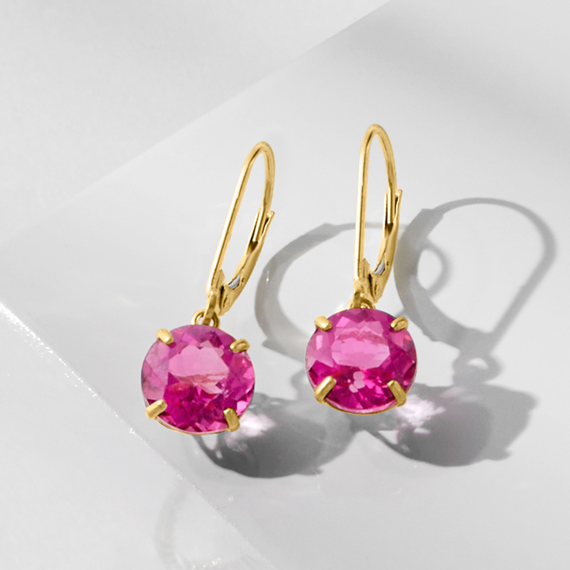 4.20 ct. t.w. Pink Topaz Drop Earrings in 14kt Yellow Gold 4.20 ct. t.w. Pink Topaz Drop Earrings in 14kt Yellow Gold
