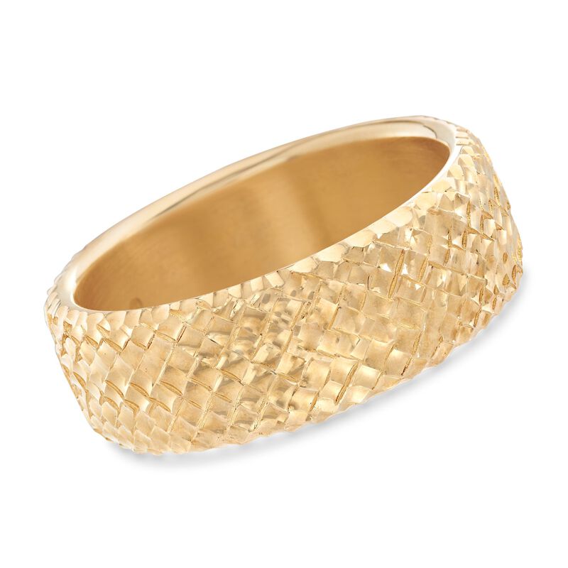 Italian Andiamo 14kt Yellow Gold Basketweave Bangle Bracelet. 7.5&quot; image number 0