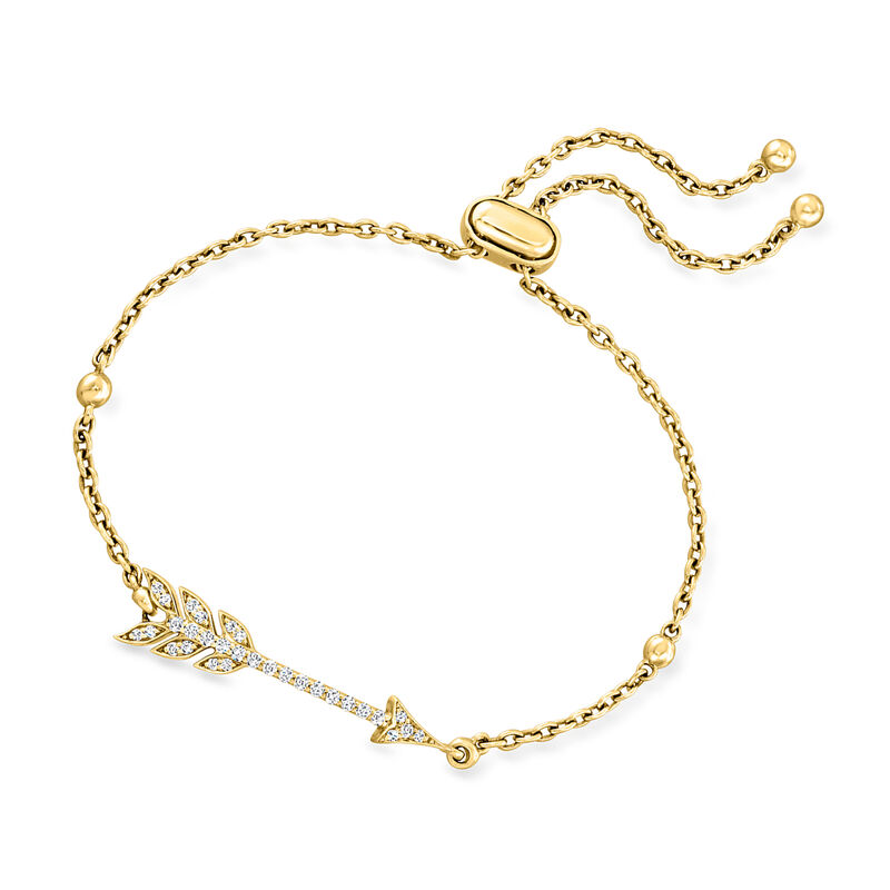 C. 2000 Vintage .30 ct. t.w. Diamond Arrow Bolo Bracelet in 14kt Yellow Gold image number 2