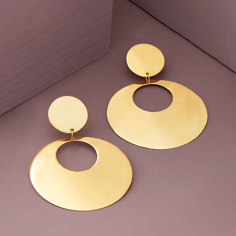 Italian 14kt Yellow Gold Open Circle Drop Earrings image number 2