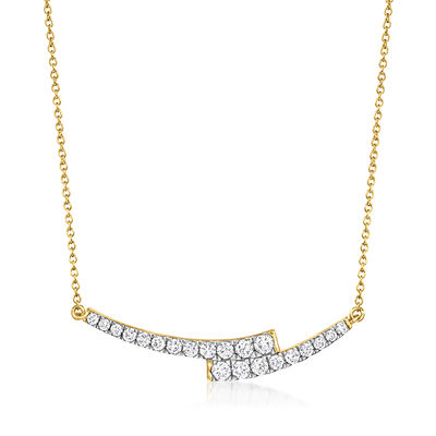 1.17 ct. t.w. Lab-Grown Diamond Bypass Bar Necklace in 18kt Gold Over Sterling