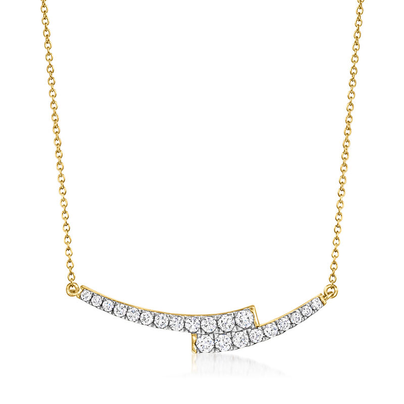 1.17 ct. t.w. Lab-Grown Diamond Bypass Bar Necklace in 18kt Gold Over Sterling. 18" image number 1