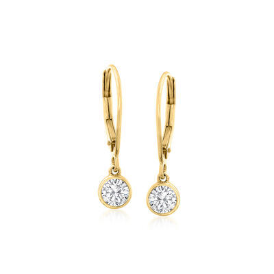 .50 ct. t.w. Bezel-Set Diamond Drop Earrings in 14kt Yellow Gold