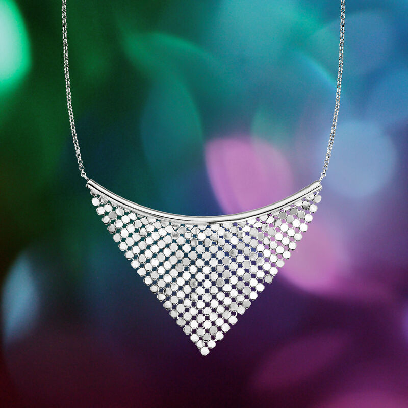 Italian Sterling Silver Mesh Bib Necklace image number 2