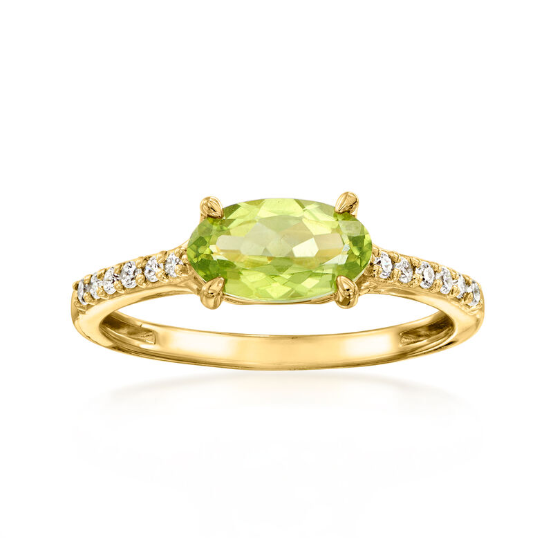 1.10 Carat Peridot Ring with .13 ct. t.w. Diamonds in 18kt Gold Over Sterling image number 0
