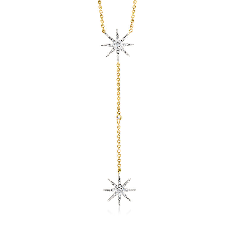 .25 ct. t.w. Diamond Starburst Y-Necklace in 18kt Gold Over Sterling. 18" image number 1