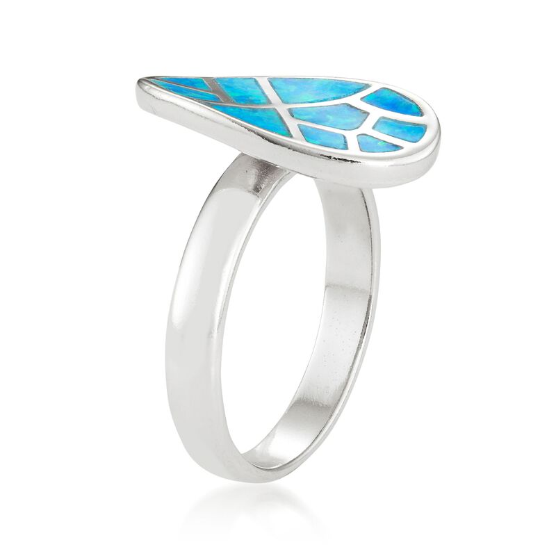 Blue Synthetic Opal Mosaic Ring in Sterling Silver image number 1
