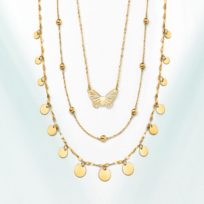 Italian 10kt Yellow Gold Butterfly Necklace image number 3
